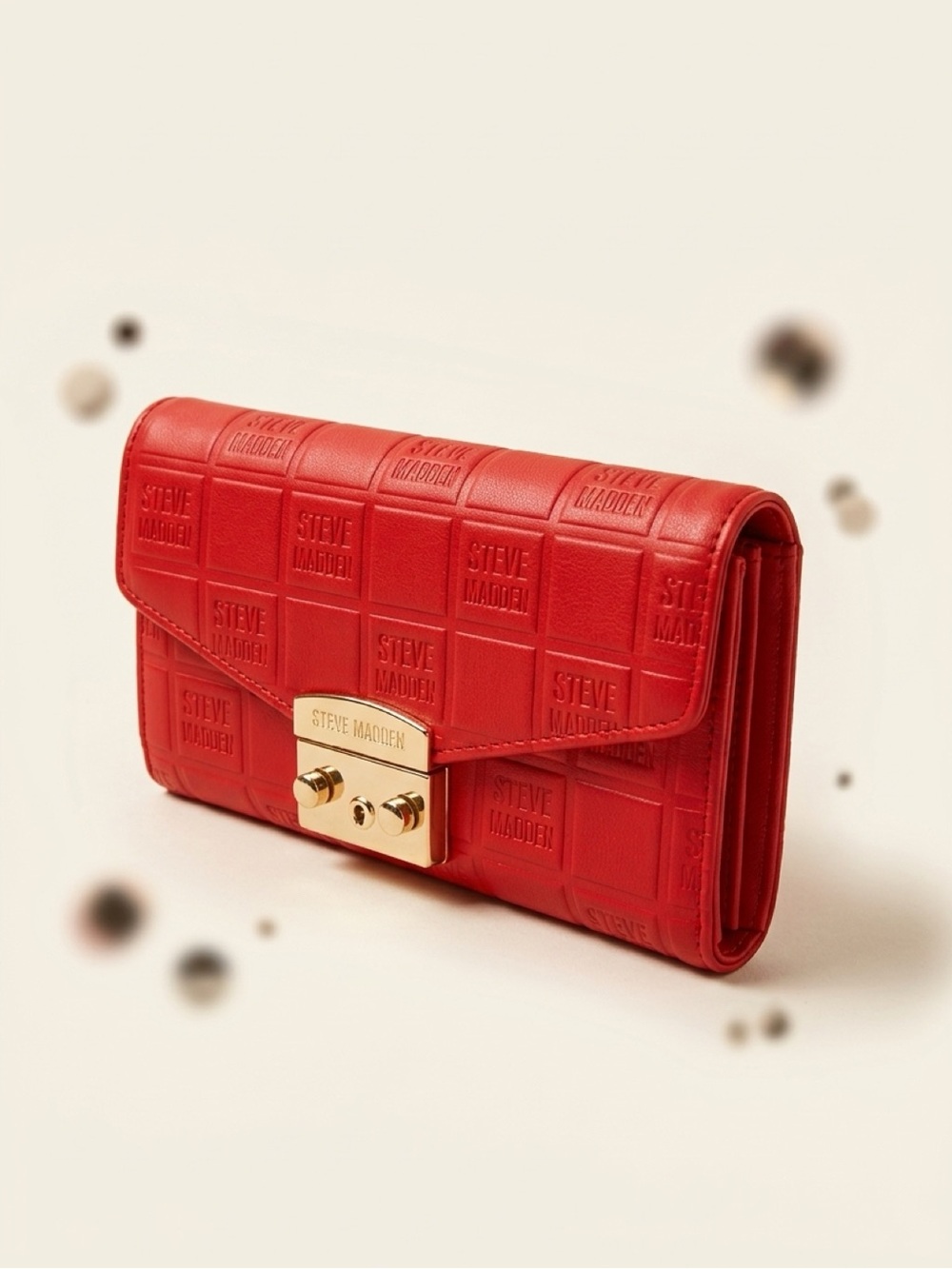 Steve Madden Red Embossed Envelope Wristlet with Gold-Tone Lock